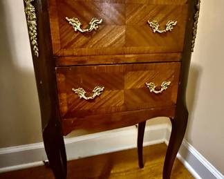 Antique rosewood and walnut inlay nightstand or occasional table circa 1870