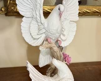 Large Boehm PORCELAIN DOVES WITH CHERRY BLOSSOMS