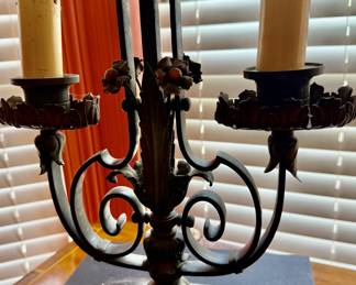 Antique wrought iron lamp on marble base…circa 1900 Italy