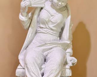 Massive Italian Chinoiserie Statue in white glazed terra cotta