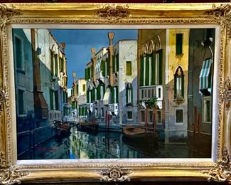 Large Raimondo Cardelli 1938 - 2008 Italian Oil Painting CANALS OF VENICE