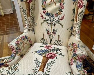 Antique QUEEN ANNE arm chair in a slender feminine size with low ribbon arms