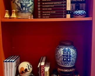Antique blue and white and great selection of books