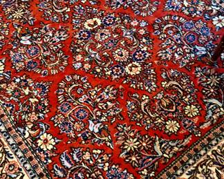 FABULOUS square Red Fine Persian Sarouk Hand Knotted Wool Rug