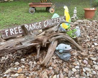 Lots of fun yard art and decor at this sale!