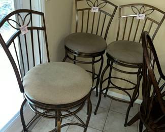 Set of 3 iron swivel stools
