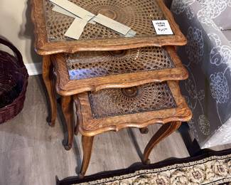Wonderfully unique nesting tables (one needs new glass)