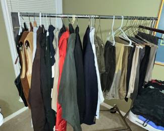 RACK FULL OF MEN'S CLOTHES