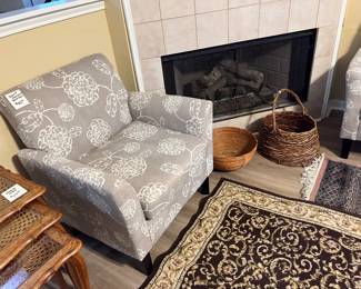 A pair of these print accent chairs