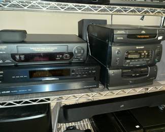 ONKYO DX-C390 6-DISC CHANGER & SHARP 4-HEAD VCR, SHARP STEREO SYSTEM