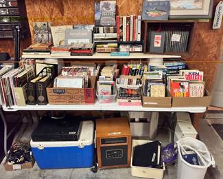 BOOKS, COOLERS, TOOLS, FISHING & CAMPING IN THE GARAGE!