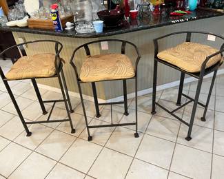 QSET OF 4 OF THESE HEAVY, CONTEMPORARY IRON BARSTOOLS!