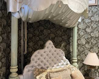 Stunning french painted and carved 4 poster full bed. $3,895 This gorgeous bed dates back to 1960 and was custom built. C2667