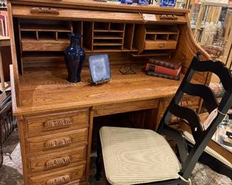 Oak roll top desk