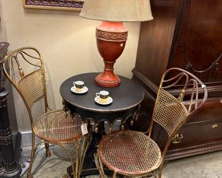 French bistro table and two chairs