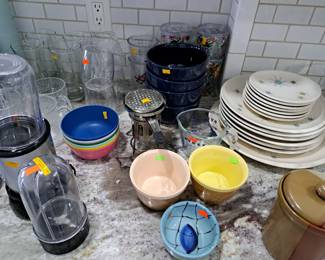 OLD FRANCISCAN DISHES, ASSORTED KITCHEN WARES