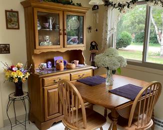 Dish cabinet, small table and chairs
