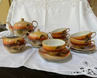 handpainted Japanese tea set 