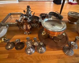 silver and brass plated kitchen/dining items 
