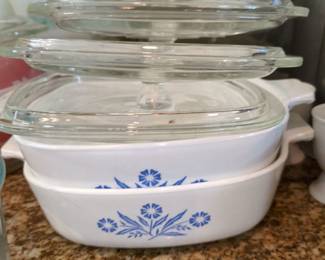 CorningWare Blue Cornflower casserole dishes with lids 