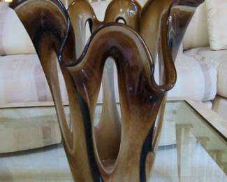 brown glass blown vase