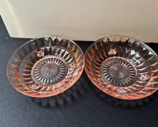 vintage pink Depression Glass Bowls 