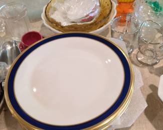 blue and gold rim lenox