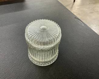 Anchor Hocking Queen Mary Clear Pressed Glass Ribbed Candy Dish