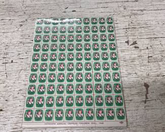 1948 Sheet of Fifteenth Annual Crippled Children Seals
