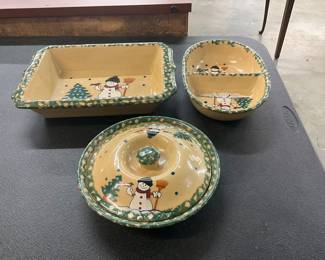 LTD Commodities Stoneware "Country Snowman" Design Bakeware
