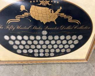 Framed 50 States Quarter Dollar Collection Display