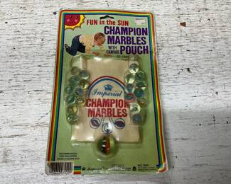 Vintage Package of Imperial Champion Marbles w/Canvas Pouch