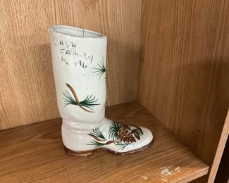 Cash Family Pottery Boot Shaped Vase Erwin TN