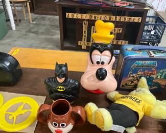 1989 Batman Coin Bank - Disney Goofy Bank - Nestle Quik Bunny Mug