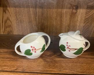 Blue Ridge Pottery Sugar Bowl & Creamer