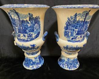 Large Blue and White Urns