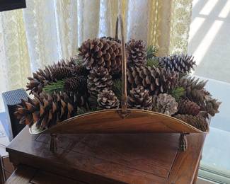 Vintage brass fireplace log holder