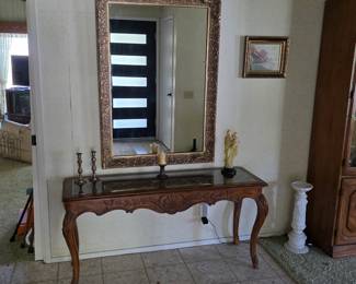 Vintage French Country glass top table