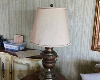 Vintage brass and wood lamp