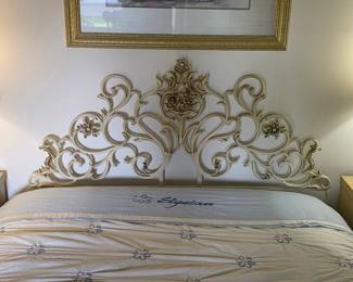 Vintage Hollywood Regency iron headboard