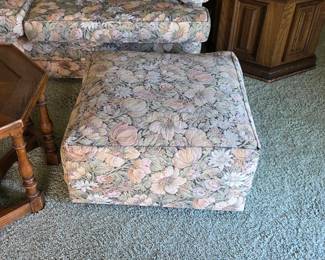 Mid century floral print ottoman