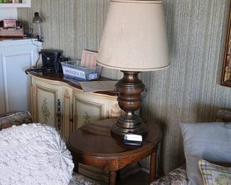 Vintage brass and wood lamp