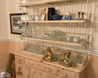glassware, baker's rack, artwork