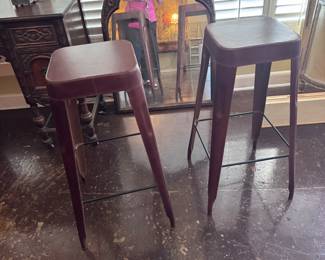 Leather Covered Metal Stools
