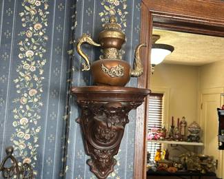 Brass and copper tea pot