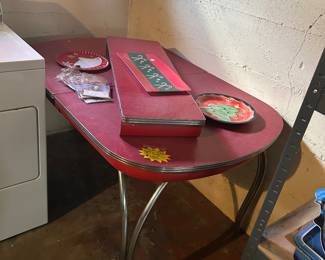 Vintage red Formica table with leaf