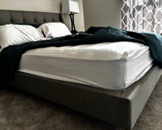 QUEEN SIZE BED WITH UPHOLSTERED HEADBOARD