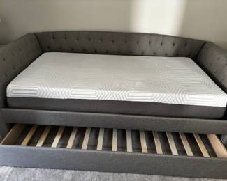 BEAUTIFUL UPHOLSTERED TRUNDLE BED