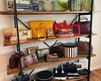 Handbags, art, vintage hat boxes, books etc