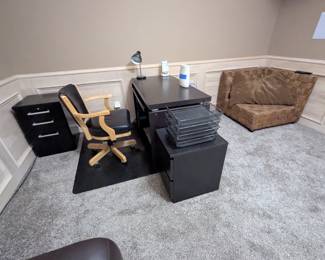 Office Desk, Filing Cabinets, Chair
